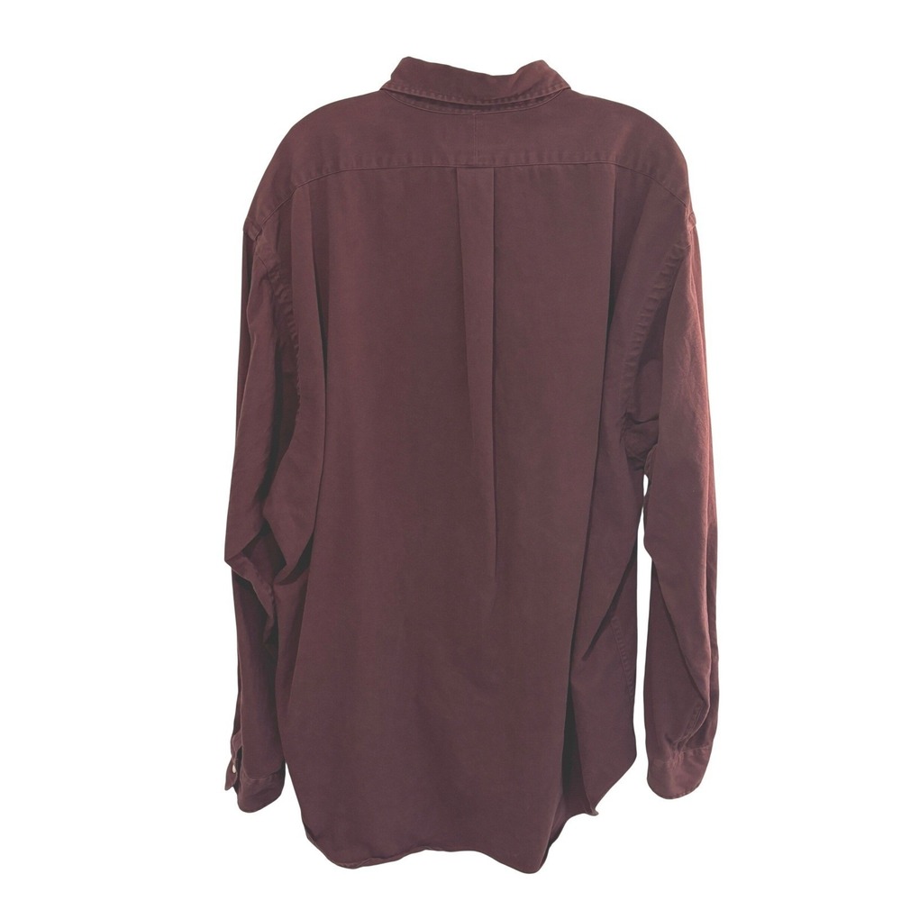 Ralph Lauren Blaire Button Down Shirt Men XXL Burgundy Thick Cotton Long Sleeve - Picture 5 of 10